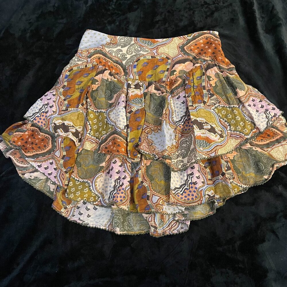 CHUFY Jag Skirt Soumy Olive Silk Blend Mini NWT M - Picture 3 of 11